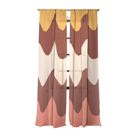 Art Heart Home and Fashion Retro Wavy Lines Red Pink Sheer Non Repeat