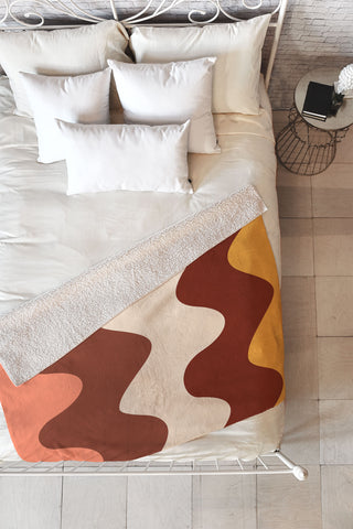 Art Heart Home and Fashion Retro Wavy Lines Red Pink Fleece Throw Blanket