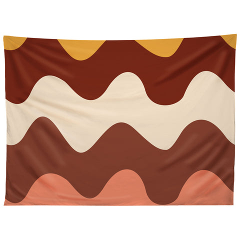 Art Heart Home and Fashion Retro Wavy Lines Red Pink Tapestry