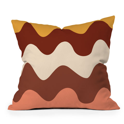 Art Heart Home and Fashion Retro Wavy Lines Red Pink Throw Pillow