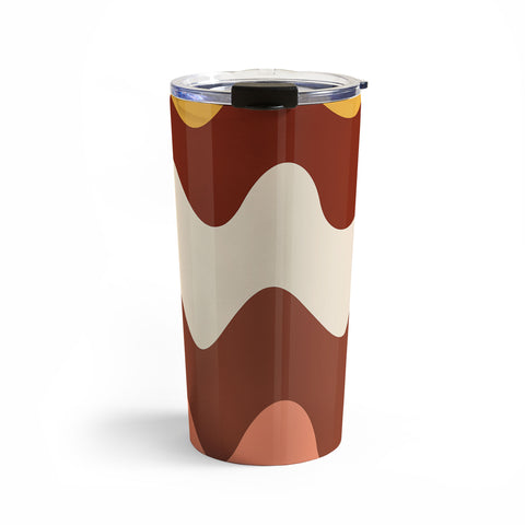 Art Heart Home and Fashion Retro Wavy Lines Red Pink Travel Mug