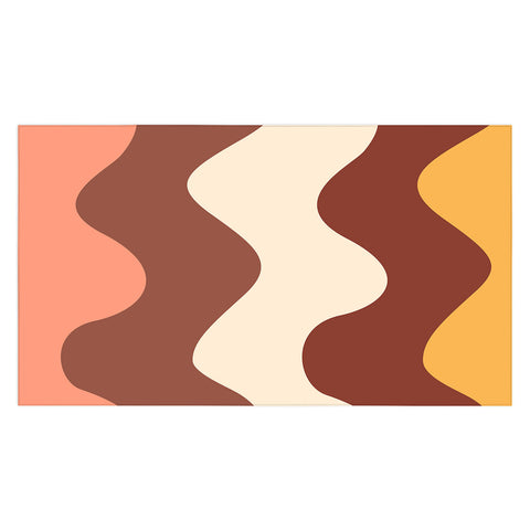 Art Heart Home and Fashion Retro Wavy Lines Red Pink Tablecloth