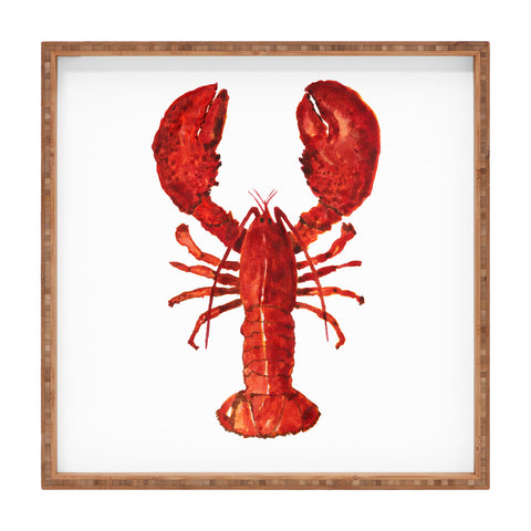 Artume Studio Watercolor Lobster 1 Square Tray