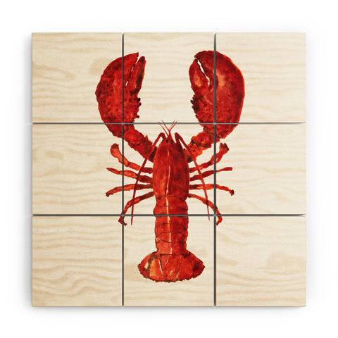 Artume Studio Watercolor Lobster 1 Wood Wall Mural