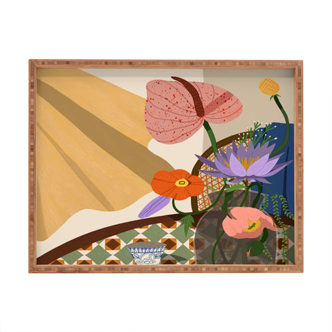 artyguava Flowers on the Dining Table Rectangular Tray