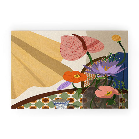 artyguava Flowers on the Dining Table Welcome Mat