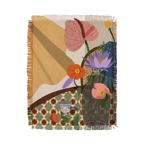 artyguava Flowers on the Dining Table Throw Blanket