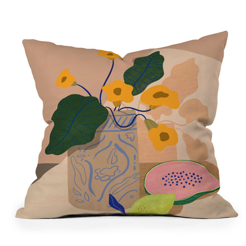 artyguava Lemon Papaya Throw Pillow
