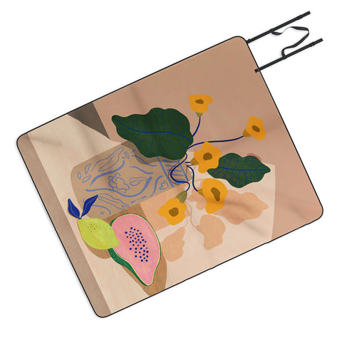 artyguava Lemon Papaya Picnic Blanket