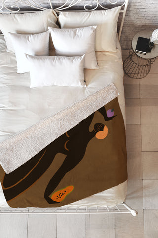 artyguava Papaya and Mangosteen Fleece Throw Blanket