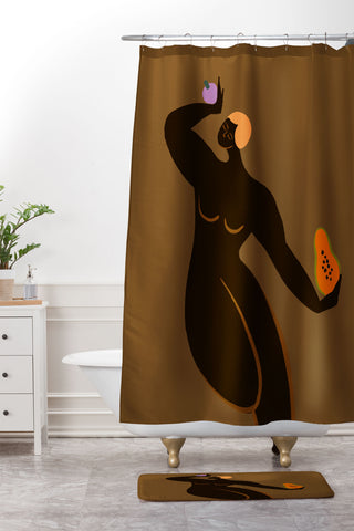 artyguava Papaya and Mangosteen Shower Curtain And Mat