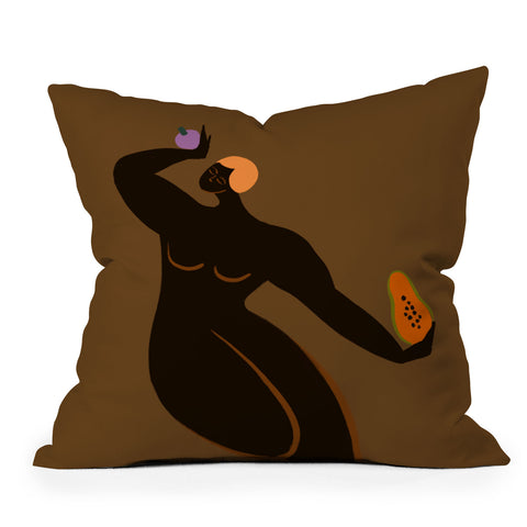 artyguava Papaya and Mangosteen Throw Pillow