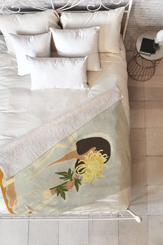 artyguava The Chrysanthemum Fleece Throw Blanket