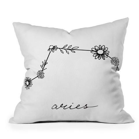 Aterk Aries Floral Constellation Outdoor Throw Pillow