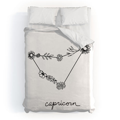 Aterk Capricorn Floral Constellation Duvet Cover