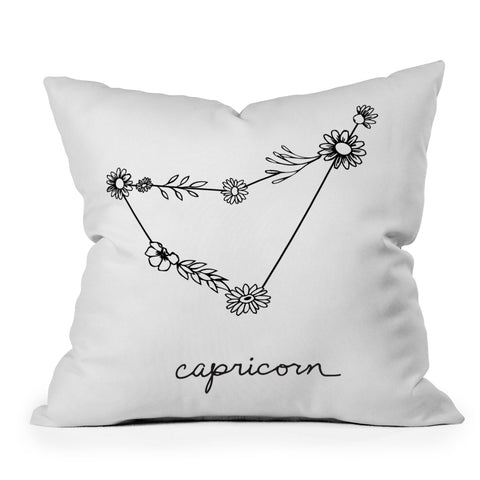 Aterk Capricorn Floral Constellation Outdoor Throw Pillow