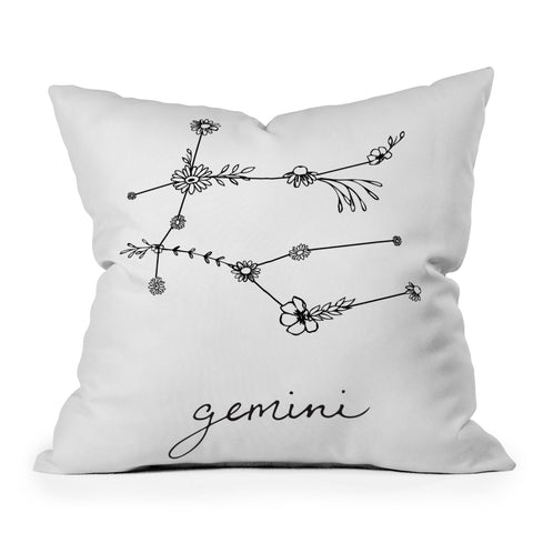 Aterk Gemini Floral Constellation Outdoor Throw Pillow