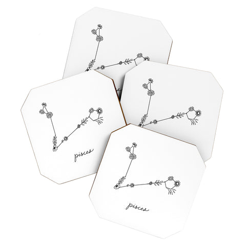Aterk Pisces Floral Constellation Coaster Set