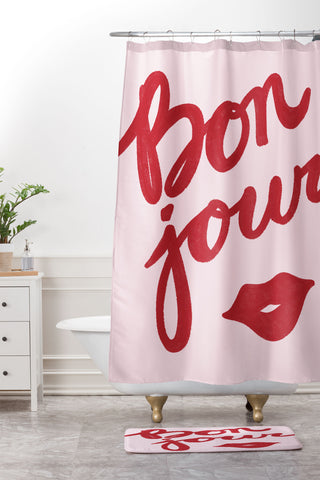 AthenesAtelier Bonjour II Shower Curtain And Mat