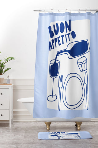 AthenesAtelier Buon Appetito Shower Curtain And Mat