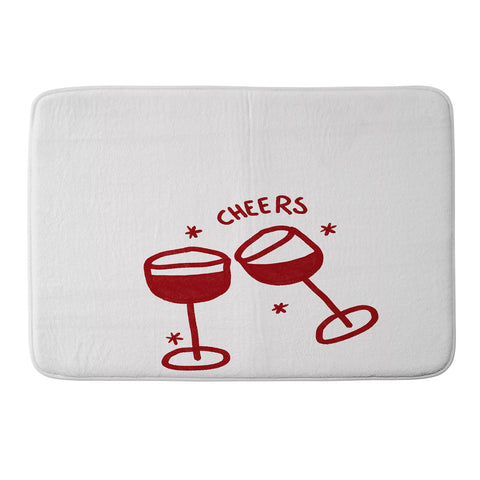 AthenesAtelier Cheers Red Wine Glasses Memory Foam Bath Mat