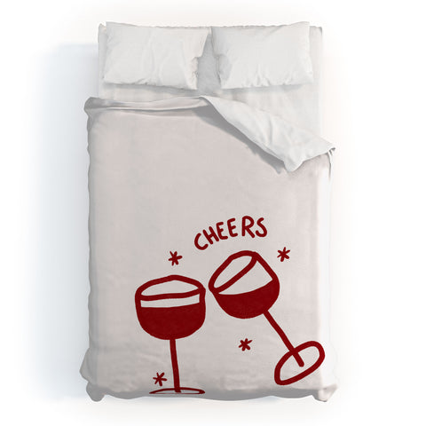 AthenesAtelier Cheers Red Wine Glasses Duvet Cover