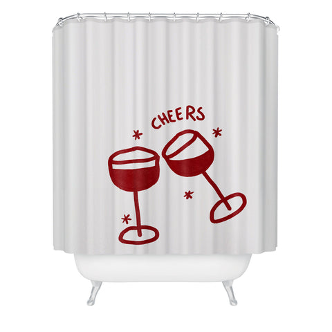 AthenesAtelier Cheers Red Wine Glasses Shower Curtain
