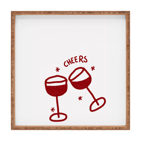 AthenesAtelier Cheers Red Wine Glasses Square Tray