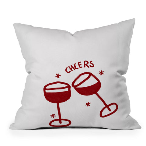 AthenesAtelier Cheers Red Wine Glasses Throw Pillow