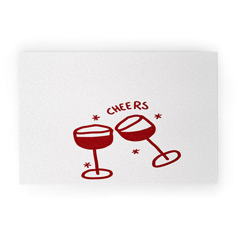 AthenesAtelier Cheers Red Wine Glasses Welcome Mat