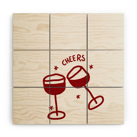 AthenesAtelier Cheers Red Wine Glasses Wood Wall Mural
