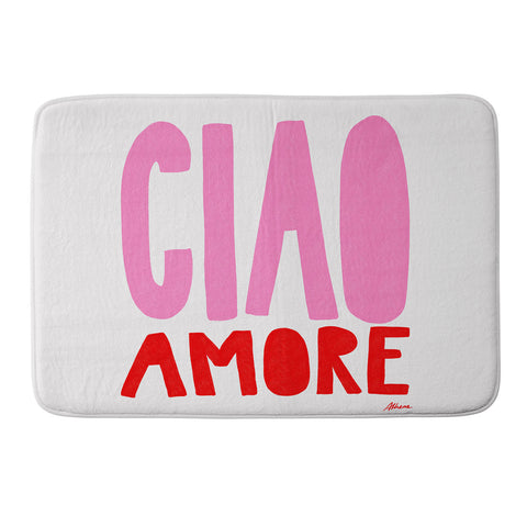 AthenesAtelier Ciao Amore Pink and Red Memory Foam Bath Mat