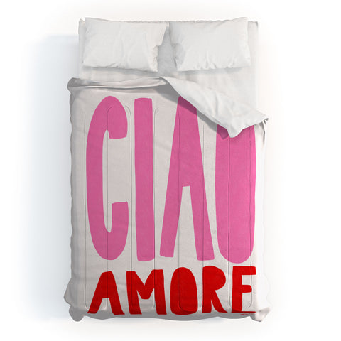 AthenesAtelier Ciao Amore Pink and Red Comforter