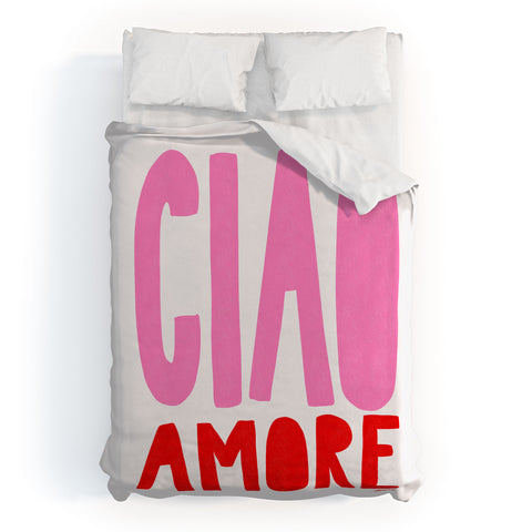 AthenesAtelier Ciao Amore Pink and Red Duvet Cover