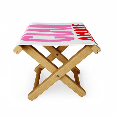 AthenesAtelier Ciao Amore Pink and Red Folding Stool