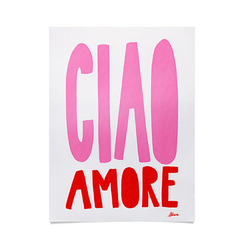 AthenesAtelier Ciao Amore Pink and Red Poster