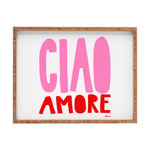 AthenesAtelier Ciao Amore Pink and Red Rectangular Tray