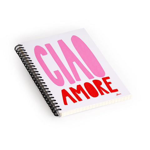 AthenesAtelier Ciao Amore Pink and Red Spiral Notebook