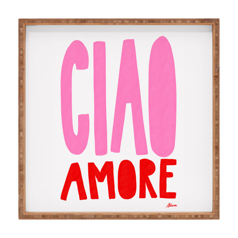 AthenesAtelier Ciao Amore Pink and Red Square Tray