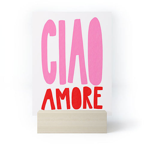 AthenesAtelier Ciao Amore Pink and Red Mini Art Print