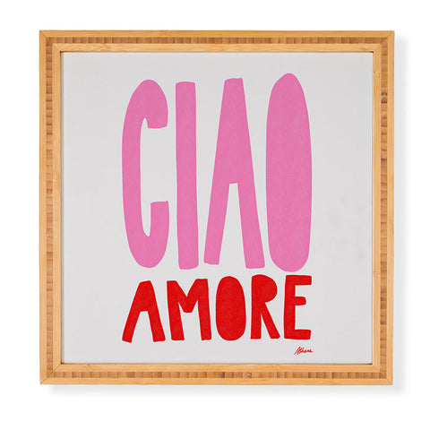 AthenesAtelier Ciao Amore Pink and Red Framed Wall Art