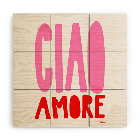 AthenesAtelier Ciao Amore Pink and Red Wood Wall Mural
