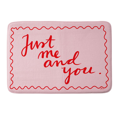 AthenesAtelier Just Me And You Pink and Red Memory Foam Bath Mat