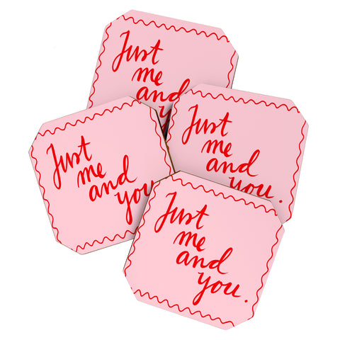 AthenesAtelier Just Me And You Pink and Red Coaster Set