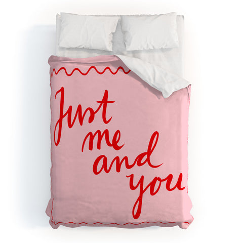 AthenesAtelier Just Me And You Pink and Red Duvet Cover
