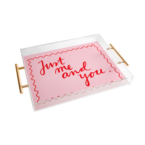 AthenesAtelier Just Me And You Pink and Red Acrylic Tray