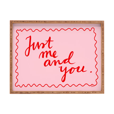 AthenesAtelier Just Me And You Pink and Red Rectangular Tray