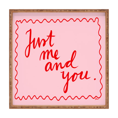 AthenesAtelier Just Me And You Pink and Red Square Tray