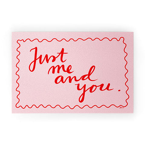 AthenesAtelier Just Me And You Pink and Red Welcome Mat
