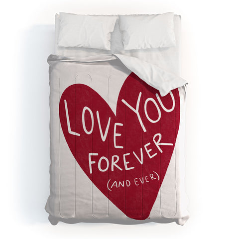 AthenesAtelier Love You Forever Red Heart Comforter